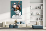 FROOSTY | Christian Kernchen - WOMAN WITH FLOWERS ON HER HEAD - Turquoise Color - Artwork - Kunstwerk - Artprint - Kunstdruck - Pop Art - digital Art - Photography - Portrait - Frau - Blumen - color - farbig -  limited Edition - limitierte Auflage - Hahnemühle - frosty