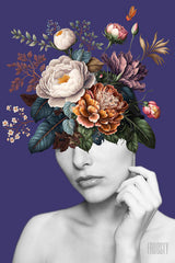FROOSTY | Christian Kernchen - WOMAN WITH FLOWERS ON HER HEAD - Purple Color - Artwork - Kunstwerk - Artprint - Kunstdruck - Pop Art - digital Art - Photography - Portrait - Frau - Blumen - color - farbig -  limited Edition - limitierte Auflage - Hahnemühle - frosty