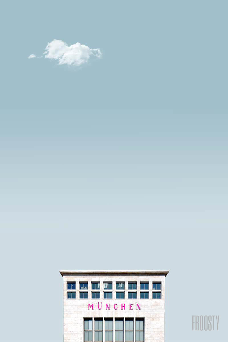 FROOSTY | Christian Kernchen - M Ü N C H E N - Building - Gebäude - minimalist Architectural Composition  - Artwork - Kunstwerk - Artprint - Kunstdruck - farbig - color - limited Edition - limitierte Auflage - vertical - Hahnemühle - frosty
