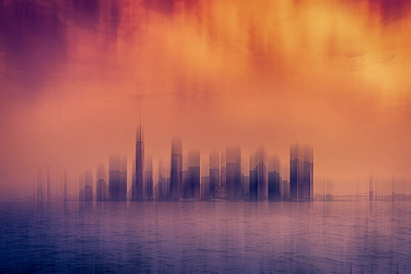 FROOSTY | Christian Kernchen - NEW YORK CITY SKYLINE - USA - America - Minimalist Architectural Composition - digital Artwork - Kunstwerk - Artprint - Kunstdruck - Photography - Fotografie -  farbig - color - limited Edition - limitierte Auflage - Hahnemühle - frosty