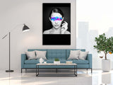 FROOSTY | Christian Kernchen - PIXEL IN YOUR FACE - Woman with Pixel Banner - Color 001 - Artwork - Kunstwerk - Artprint - Kunstdruck - Portrait - Photography - digital Artwork - black and white - schwarz weiß - color - farbig - Farbstrich - limited Edition - limitierte Auflage - Hahnemühle - frosty