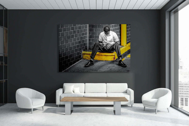 FROOSTY | Christian Kernchen - THE MAN WITH THE CELL PHONE - NEW YORK CITY - USA - America - Artwork - Kunstwerk - Artprint - Kunstdruck - Photography - Fotografie - Portrait - Aufnahme - colorkey - Street Photography - black and white - Schwarz Weiß - limited Edition - limitierte Auflage - Hahnemühle - frosty