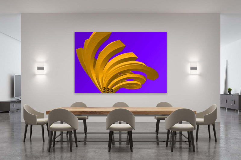 FROOSTY | Christian Kernchen - The Twisted Steel - Gold on Purple - 3D - Polygon - Pop Art -  digital Artwork - Kunstwerk - Artprint - Kunstdruck - farbig - color - limited Edition - limitierte Auflage - Hahnemühle - frosty