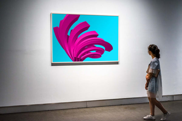 FROOSTY | Christian Kernchen - The Twisted Steel - Purple on Blue - 3D - Polygon - Pop Art -  digital Artwork - Kunstwerk - Artprint - Kunstdruck - farbig - color - limited Edition - limitierte Auflage - Hahnemühle - frosty